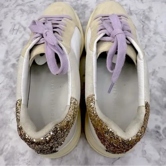 VERONICA BEARD Women's Sz 8 Geri Colorblock Leather & Suede Glitter Luxury Shoes